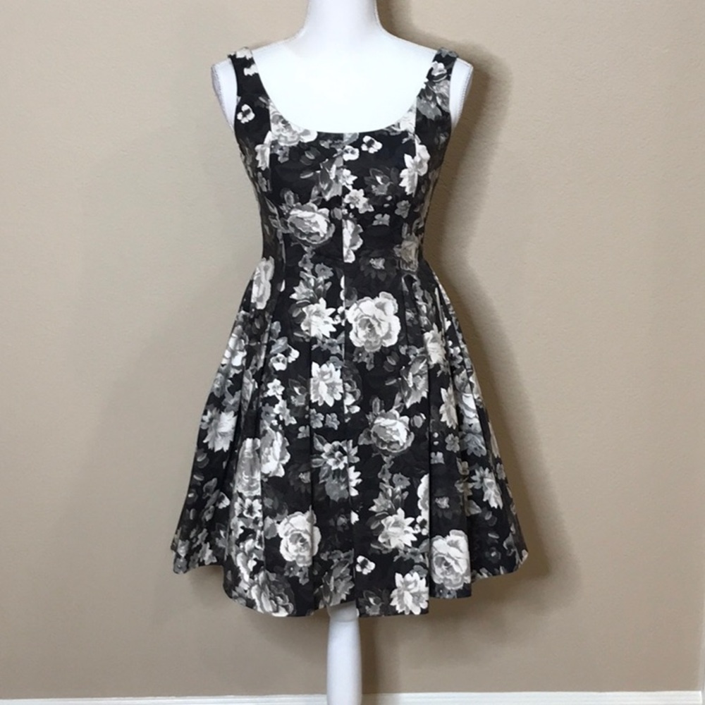 Gap Black Floral Fit & Flare Dress